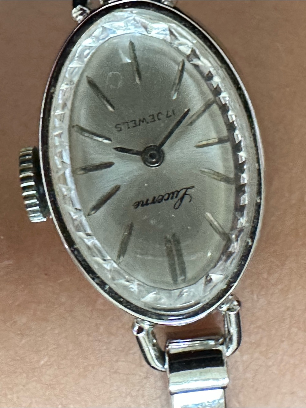 Lucerne Silver-Tone Oval Women's Watch - Silver Dial